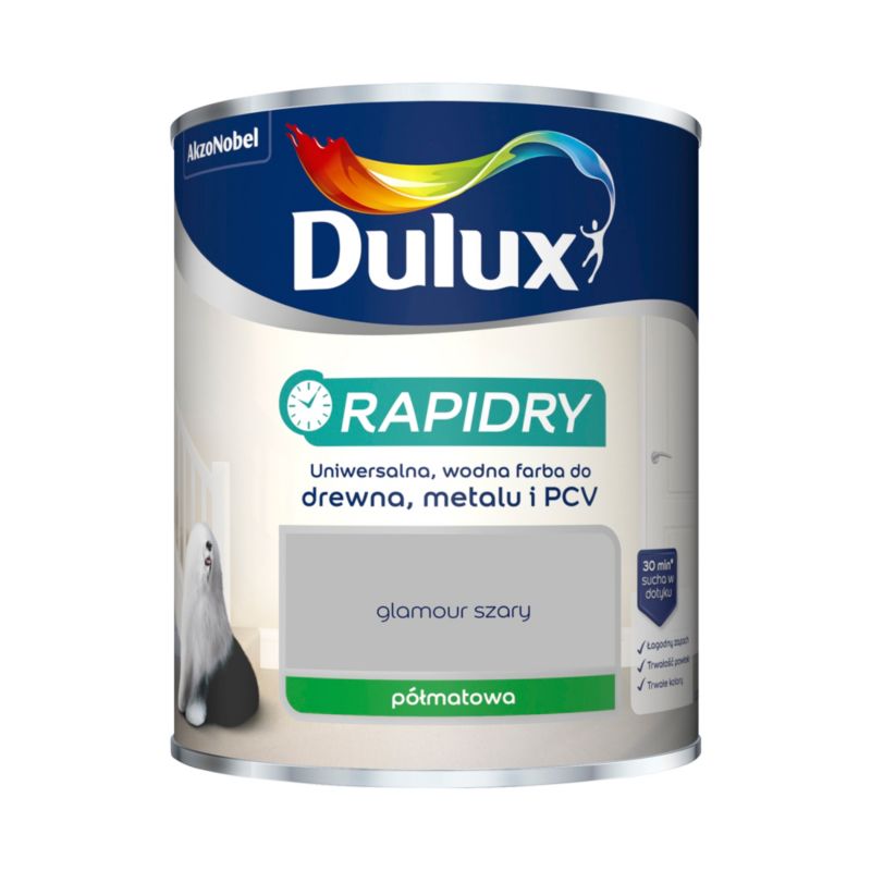 Emalia akrylowa Dulux Rapidry glamour szary mat 0,75 l