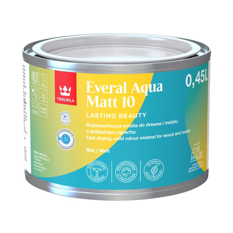 Emalia akrylowa Tikkurila Everal Aqua baza A mat [10] 0,45 l