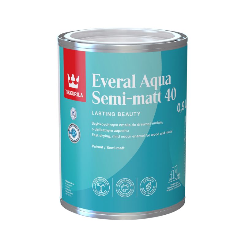 Emalia akrylowa Tikkurila Everal Aqua baza C półmat [40] 0,9 l