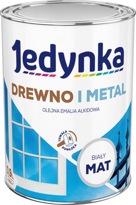 Emalia alkidowa Jedynka Drewno i Metal biały mat 0,9 l