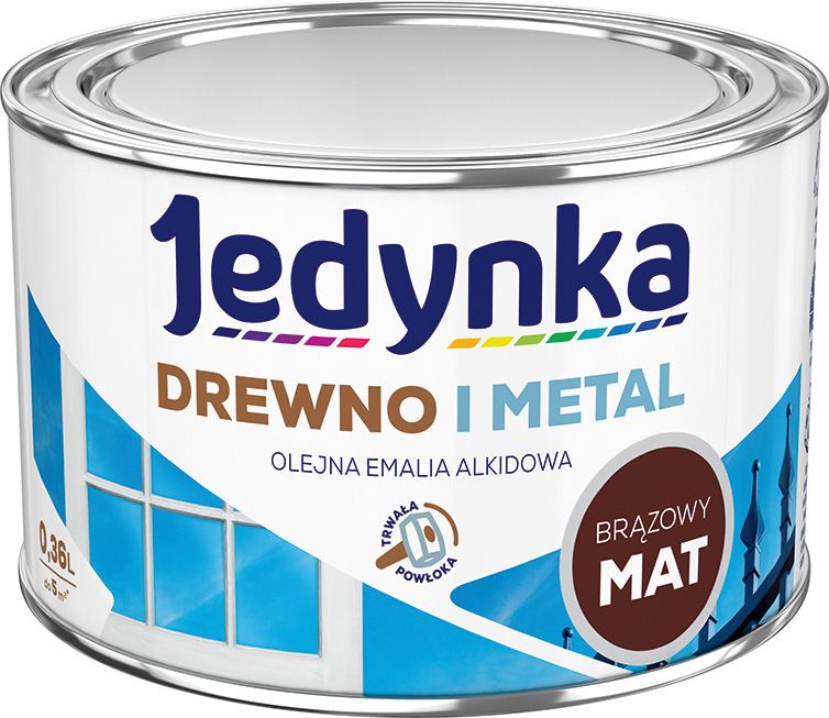 Emalia alkidowa Jedynka Drewno i Metal brązowy mat 0,36 l