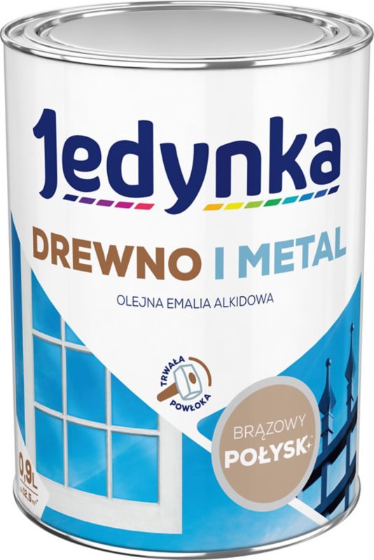 Emalia alkidowa Jedynka Drewno i Metal brązowy połysk 0,9 l