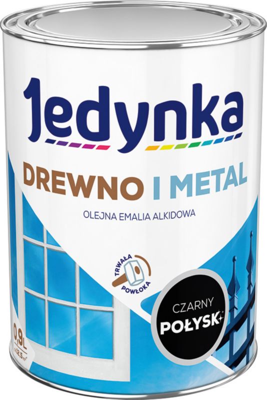 Emalia alkidowa Jedynka Drewno i Metal czarny połysk 0,9 l