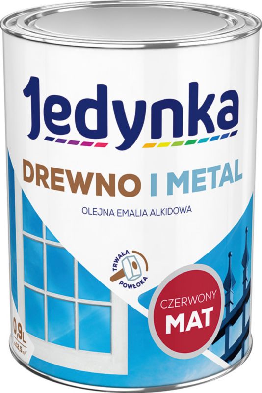 Emalia alkidowa Jedynka Drewno i Metal czerwony mat 0,9 l