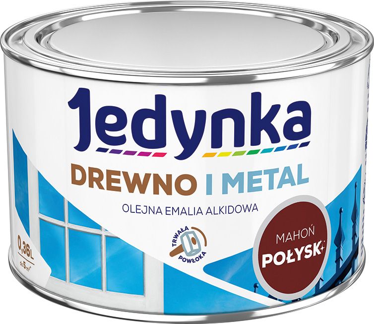 Emalia alkidowa Jedynka Drewno i Metal mahoń połysk 0,36 l