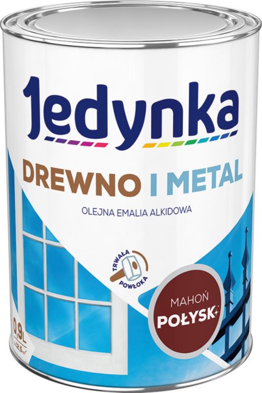 Emalia alkidowa Jedynka Drewno i Metal mahoń połysk 0,9 l