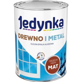Emalia alkidowa Jedynka Drewno i Metal orzech średni mat 0,9 l