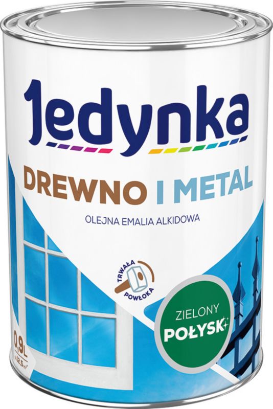 Emalia alkidowa Jedynka Drewno i Metal zielony połysk 0,9 l