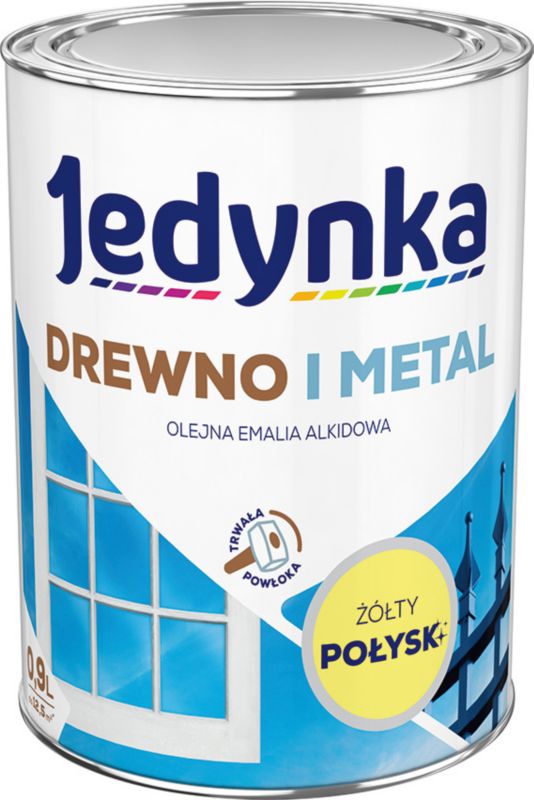 Emalia alkidowa Jedynka Drewno i Metal żółty połysk 0,9 l