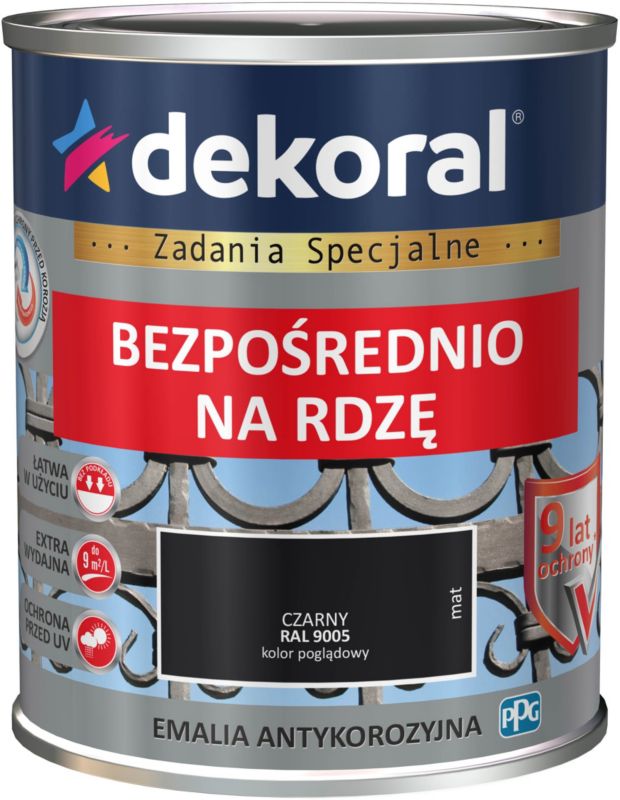 Emalia antykorozyjna Dekoral czarny mat 0,65 l