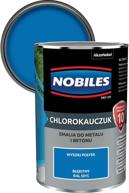 Emalia chlorokauczukowa Nobiles do metalu i betonu błękitna 0,9 l