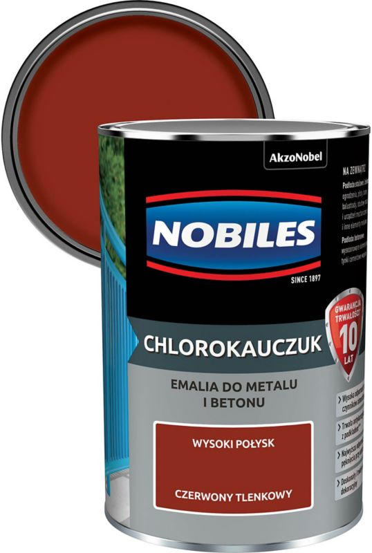 Emalia chlorokauczukowa Nobiles do metalu i betonu czerwony tlenkowy 0,9 l