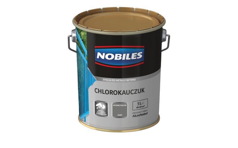 Emalia chlorokauczukowa Nobiles do metalu i betonu szara 5 l