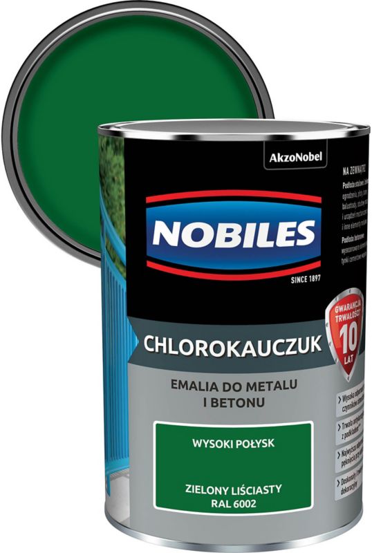 Emalia chlorokauczukowa Nobiles do metalu i betonu zielona liściasta 0,9 l
