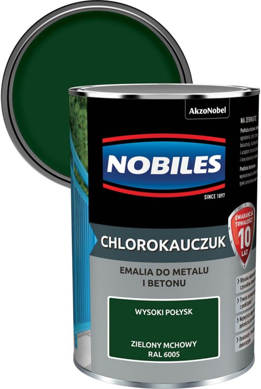 Emalia chlorokauczukowa Nobiles do metalu i betonu zielony mchowy 0,9 l