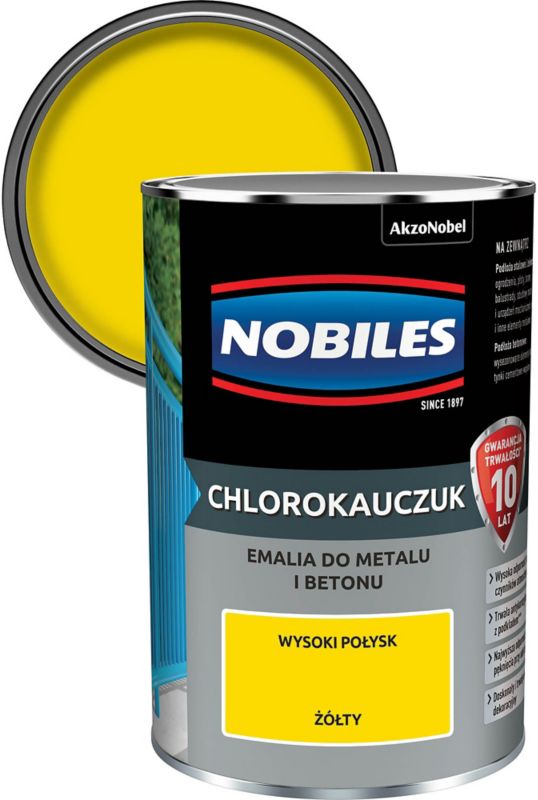 Emalia chlorokauczukowa Nobiles do metalu i betonu żółta 0,9 l