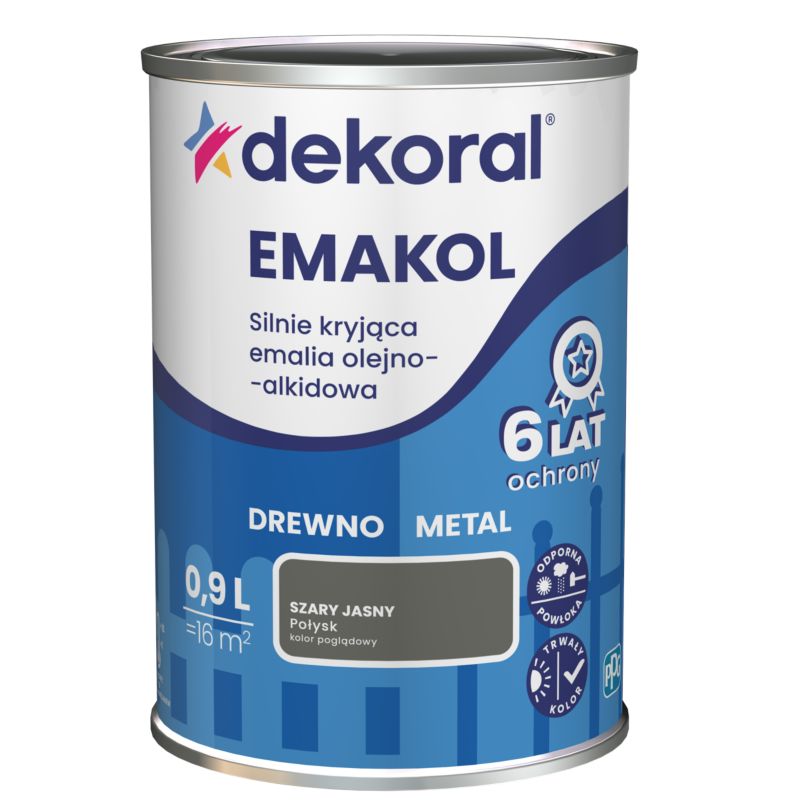 Emalia Dekoral Emakol Strong szary jasny 0,9 l