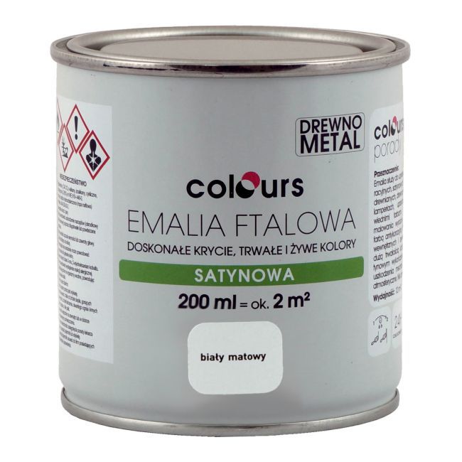 Emalia ftalowa Colours biała matowa 0,2 l