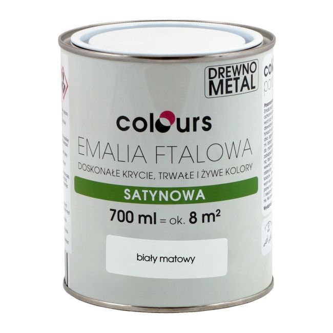 Emalia ftalowa Colours biała matowa 0,7 l