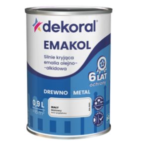 Emalia olejno-alkidowa Dekoral Emakol do drewna i metalu biały mat 0,9 l