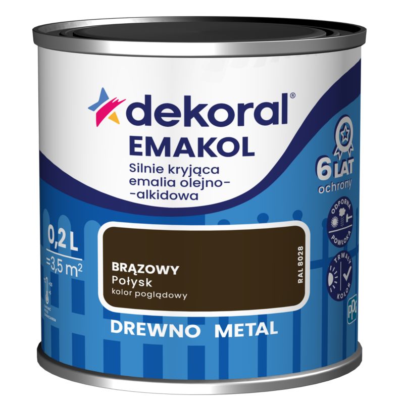 Emalia olejno-alkidowa Dekoral Emakol do drewna i metalu brązowy 0,2 l