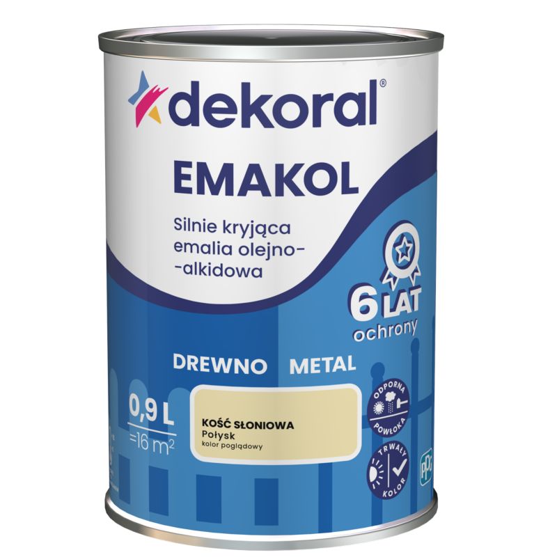 Emalia olejno-alkidowa Dekoral Emakol do drewna i metalu kość słoniowa 0,9 l