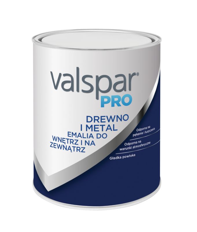 Emalia Valspar Pro Drewno i Metal do wnętrz i na zewnątrz 1 l półpołysk B1