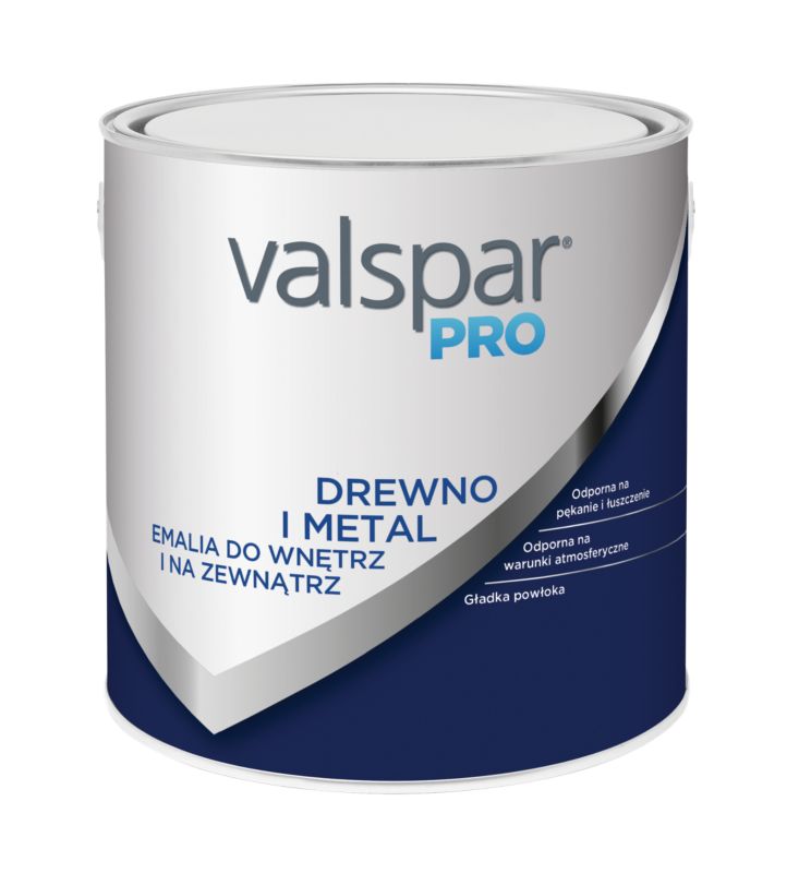 Emalia Valspar Pro Drewno i Metal do wnętrz i na zewnątrz 2,5 l półpołysk B1