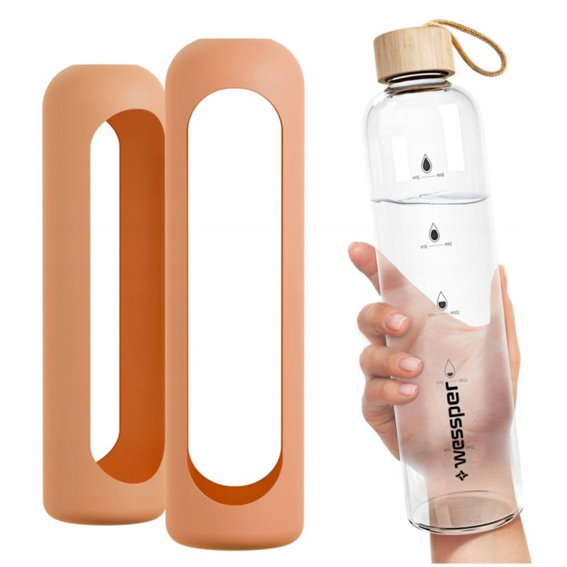 Etui silikonowe, Wessper, do butelki na wodę Wessper ActiveMax 1L, morelowe, 1szt