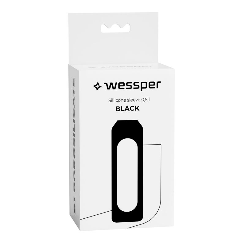 Etui silikonowe, Wessper, do butelki na wodę Wessper B1 BOROSILICATE 0,5L, ochronne, czarny, 1szt
