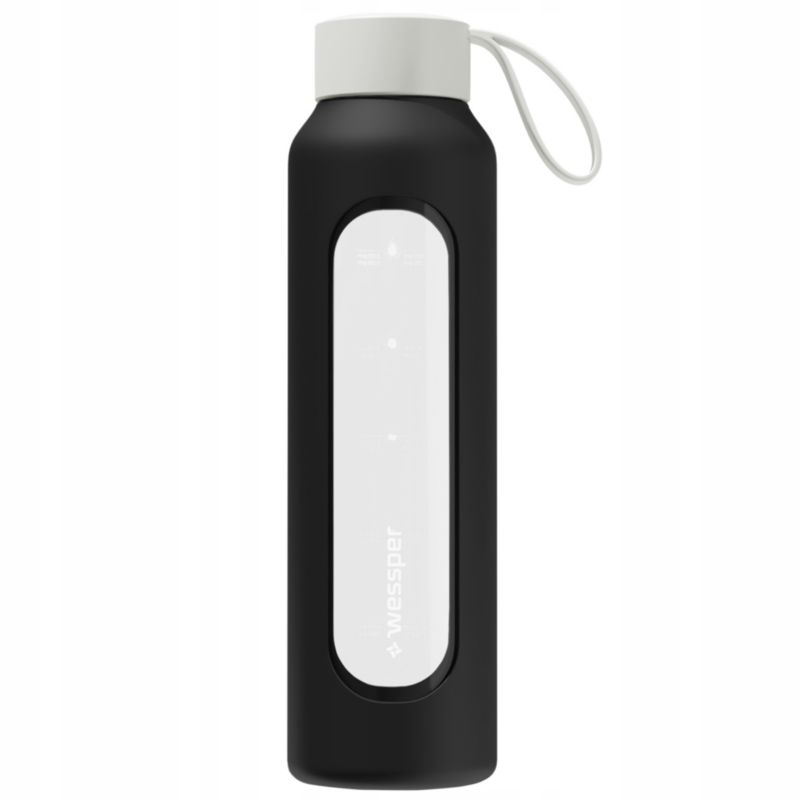 Etui silikonowe, Wessper, do butelki na wodę Wessper B1 BOROSILICATE 0,5L, ochronne, czarny, 1szt