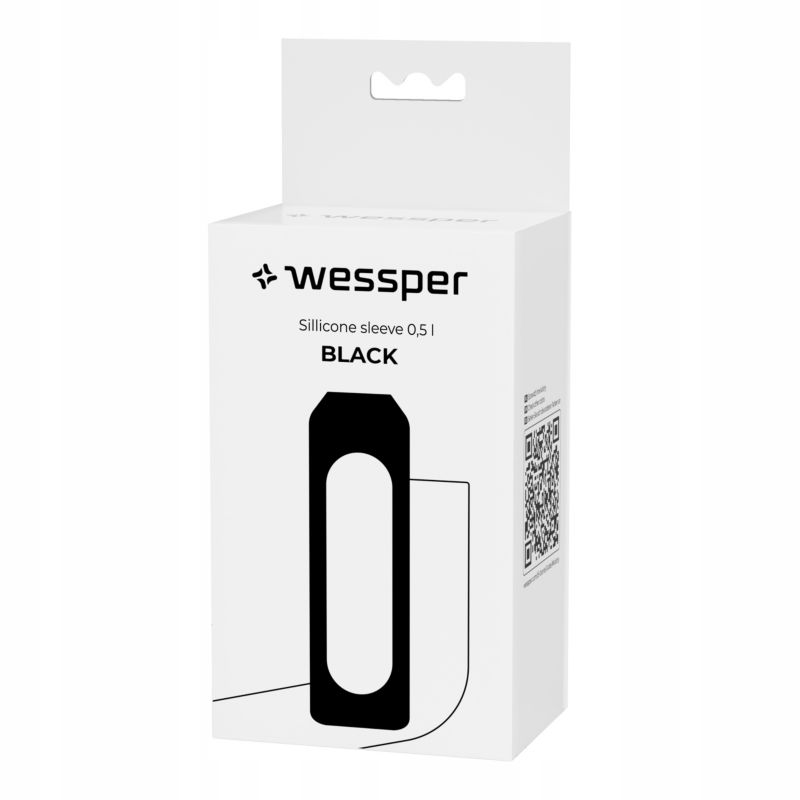 Etui silikonowe, Wessper, do butelki na wodę Wessper B1 BOROSILICATE 0,5L, ochronne, czarny, 1szt