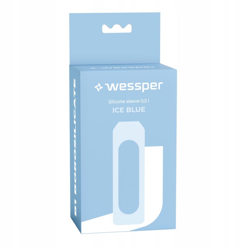Etui silikonowe, Wessper, do butelki na wodę Wessper B1 BOROSILICATE 0,5L, ochronne, lodowy błękit, 1szt