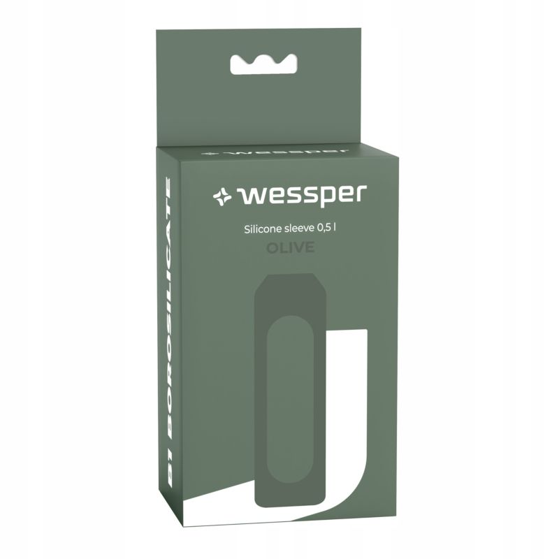 Etui silikonowe, Wessper, do butelki na wodę Wessper B1 BOROSILICATE 0,5L, ochronne, oliwkowy, 1szt