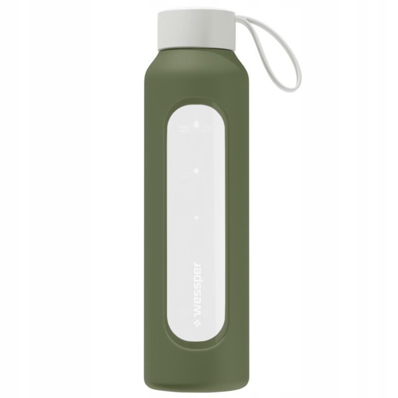 Etui silikonowe, Wessper, do butelki na wodę Wessper B1 BOROSILICATE 0,5L, ochronne, oliwkowy, 1szt