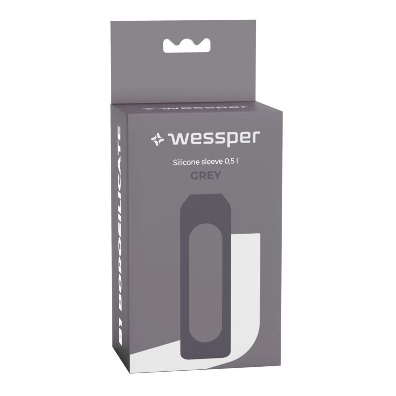 Etui silikonowe, Wessper, do butelki na wodę Wessper B1 BOROSILICATE 0,5L, ochronne, szary, 1szt