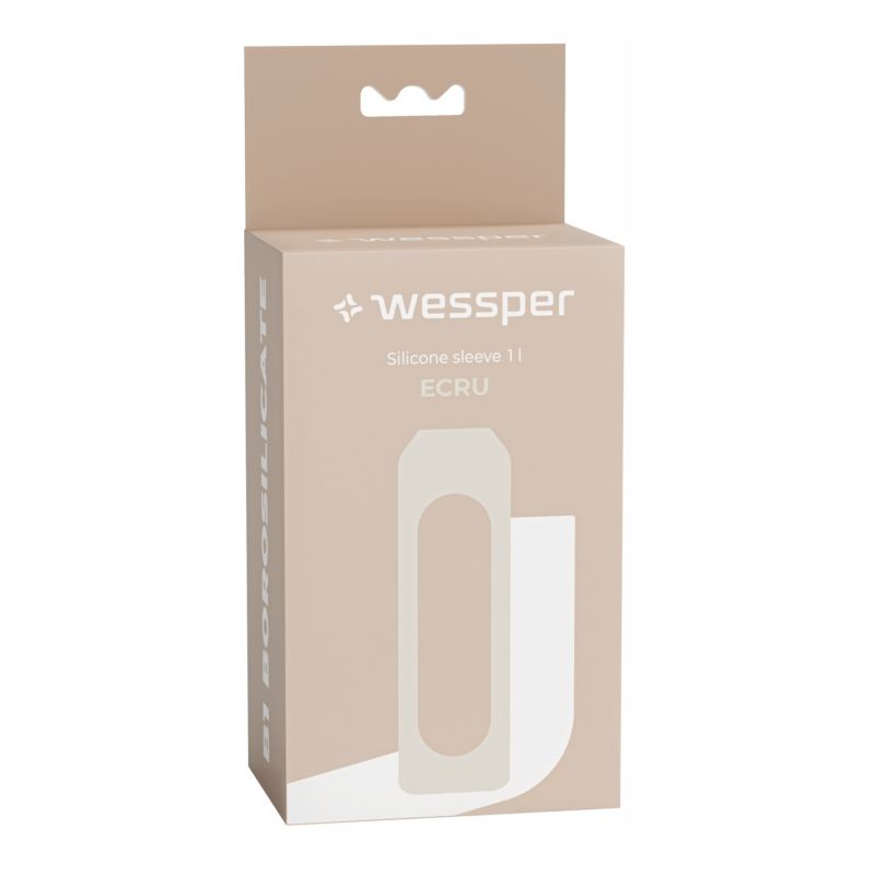 Etui silikonowe, Wessper, do butelki na wodę Wessper B1 BOROSILICATE 1L, ochronne, ecru, 1szt