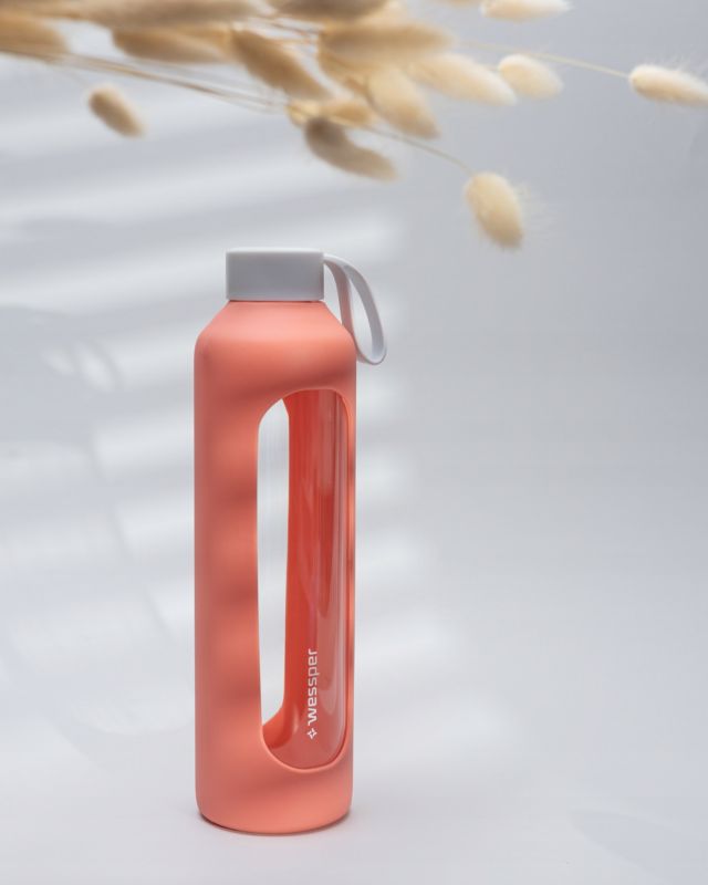 Etui silikonowe, Wessper, do butelki na wodę Wessper B1 BOROSILICATE 1L, ochronne, koralowy, 1szt
