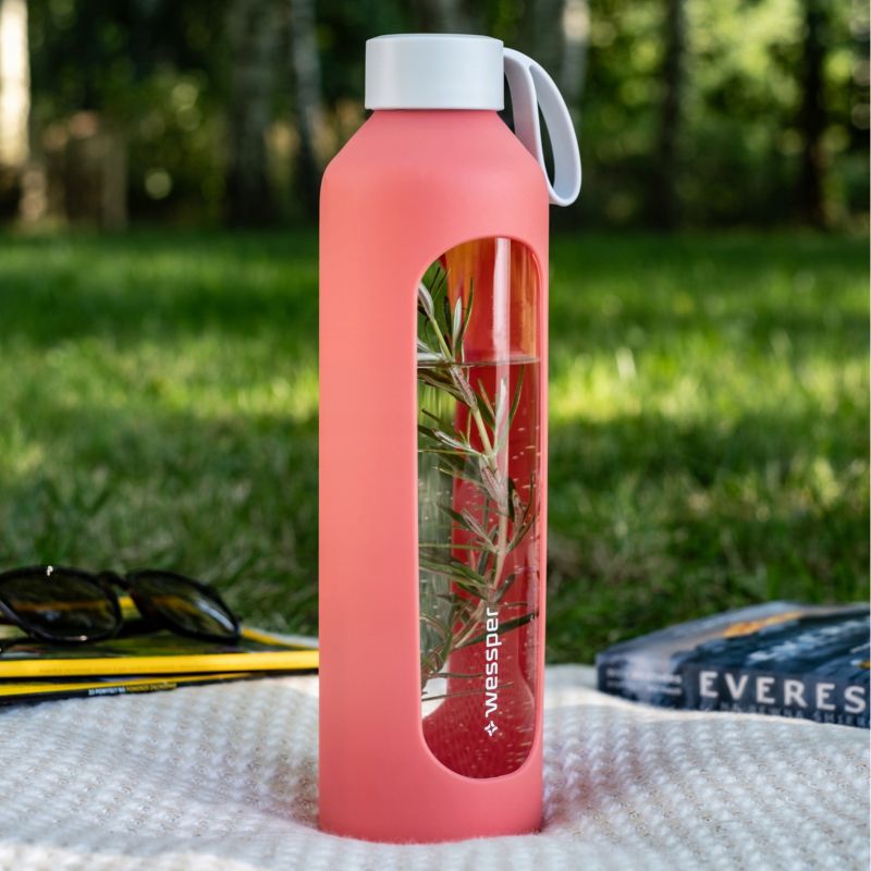 Etui silikonowe, Wessper, do butelki na wodę Wessper B1 BOROSILICATE 1L, ochronne, koralowy, 1szt
