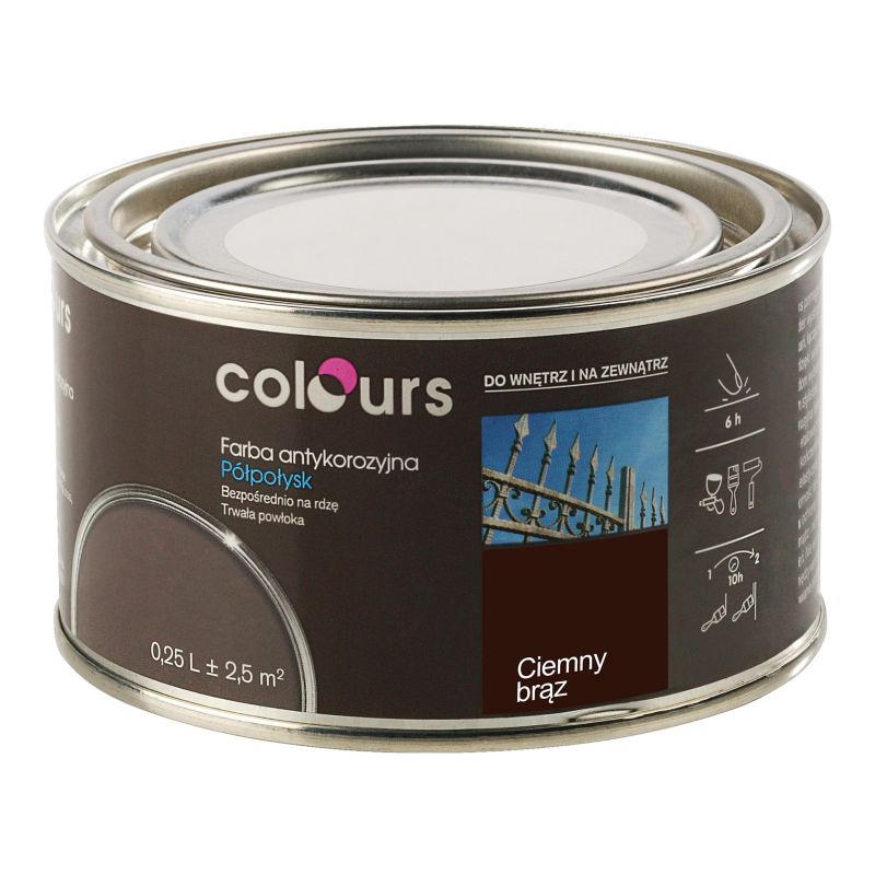 Farba antykorozyjna Colours ciemna brązowa 0,25 l