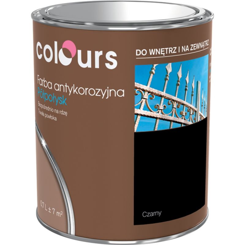 Farba antykorozyjna Colours czarna 0,7 l