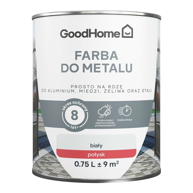 Farba antykorozyjna GoodHome połysk biały 0,75 l