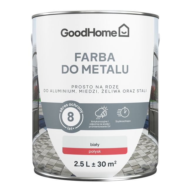 Farba antykorozyjna GoodHome połysk biały 2,5 l