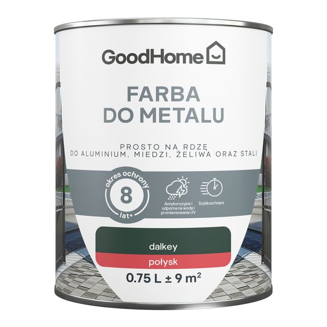 Farba antykorozyjna GoodHome połysk ciemny zielony 0,75 l