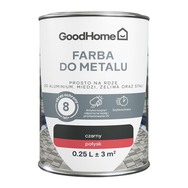 Farba antykorozyjna GoodHome połysk czarny 0,25 l
