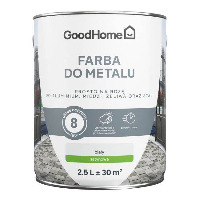Farba antykorozyjna GoodHome satyna biały 2,5 l
