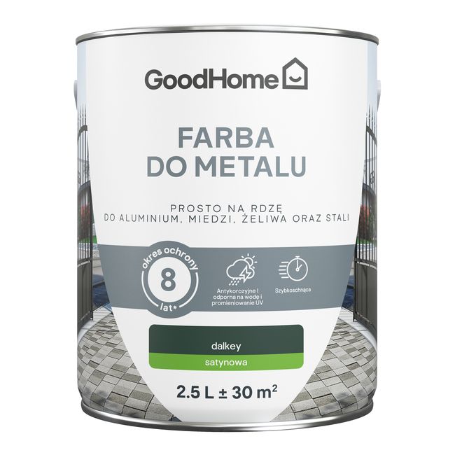 Farba antykorozyjna GoodHome satyna ciemny zielony 2,5 l
