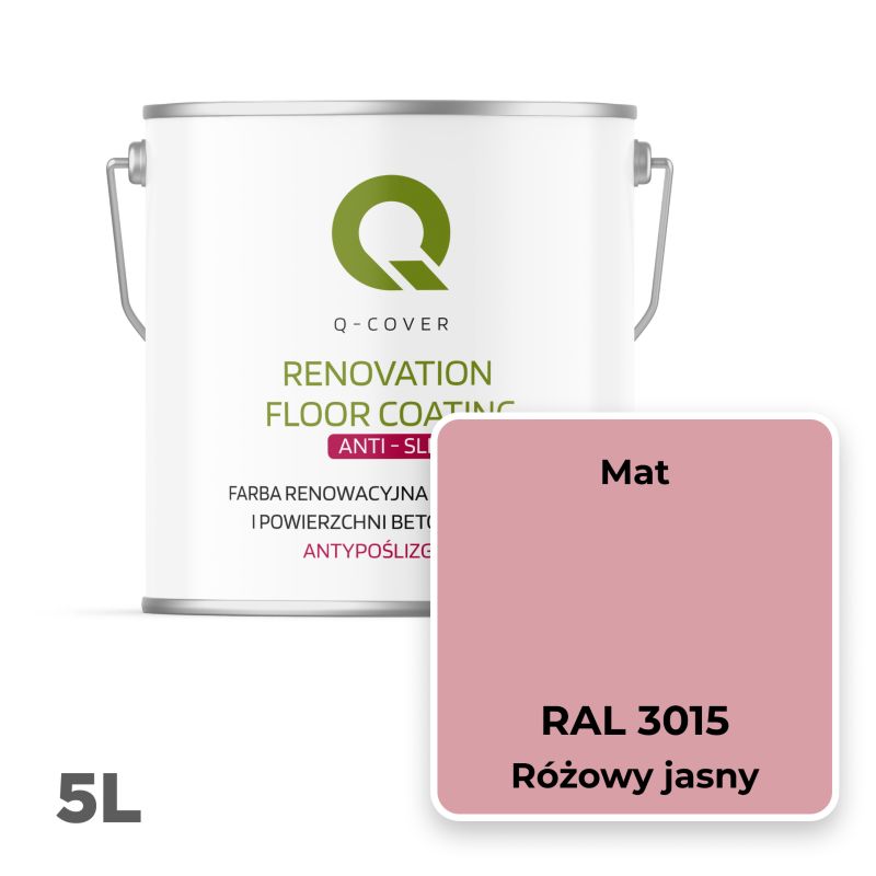 Farba Antypoślizgowa do Posadzek i Powierzchni Betonowych Renowacyjna Q-Cover Różowy Jasny RAL3015 5L