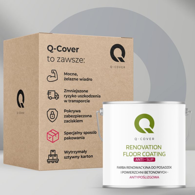 Farba Antypoślizgowa do Posadzek i Powierzchni Betonowych Renowacyjna Q-Cover Wiśniowy RAL3009 5L