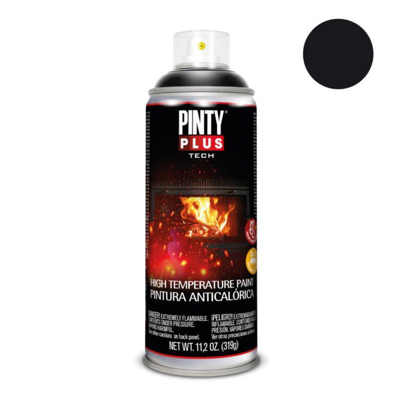 Farba żaroodporna do 600C w sprayu Pintyplus Tech czarny matt 0.4L